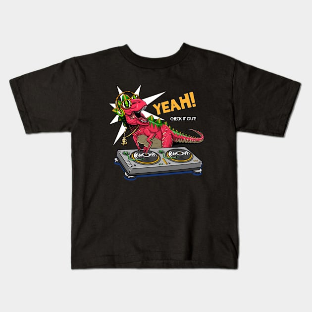 Yeah Dinosaur Kids T-Shirt by Mako Design 